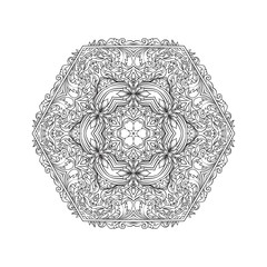 Vintage baroque mandala ornament. Anti stress coloring book for adult and. Outline drawing coloring page.