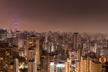 Fototapeta na wymiar Night Time View of Sao Paulo City
