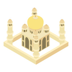 Taj Mahal icon in cartoon style isolated on white background. Landmark symbol vector illustration