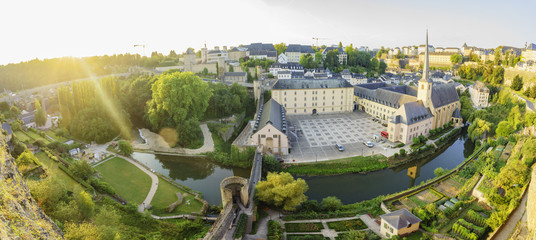 The superb view of the Grund, Luxembourg - obrazy, fototapety, plakaty