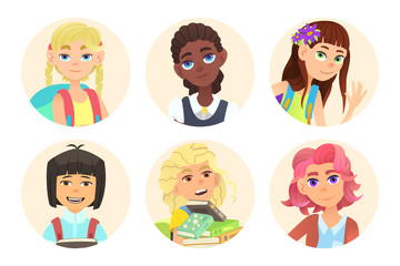 Avatars schoolgirl with backpack