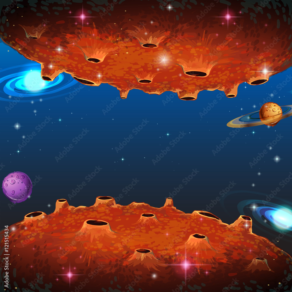 Wall mural scene with planets in galaxy