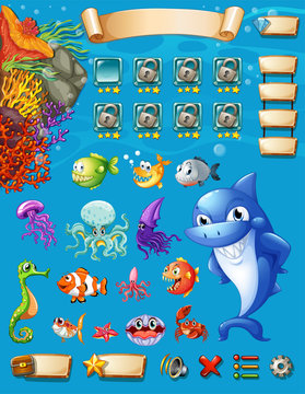 Game template with sea animals background