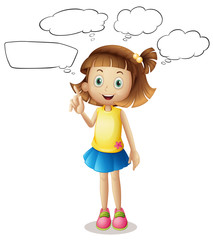 Girl with four speech bubbles
