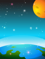 Fototapeta premium Space scene with earth and moon