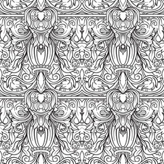 Seamless royal pattern. Outline hand drawn. Adult coloring book.