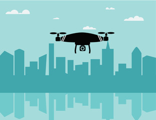 The drone and city