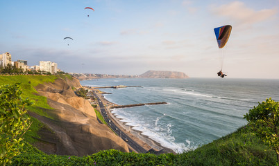 Paragliding in Miraflores, Peru.