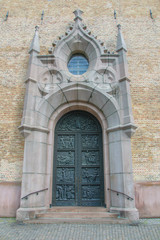 metal entrance door to the old Christian Catholic Church