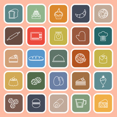 Bakery line flat icons on orange background