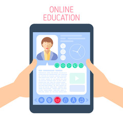 School and online education concept vector flat illustration.