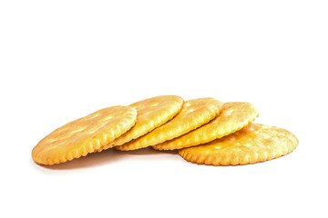 crackers or biscuits on white background