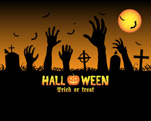 halloween zombies hand in a graveyard
