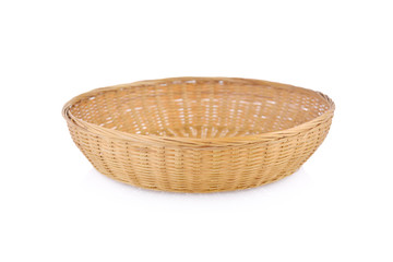 empty bamboo basket on white background