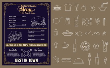 Restaurant Fast Foods menu on chalkboard vector format eps10 - 121522060