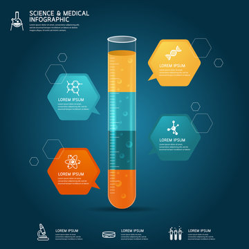 Vector test tube glass education-chemistry infographic concept