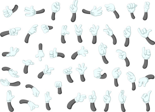 collection of hand cartoon with different gestures