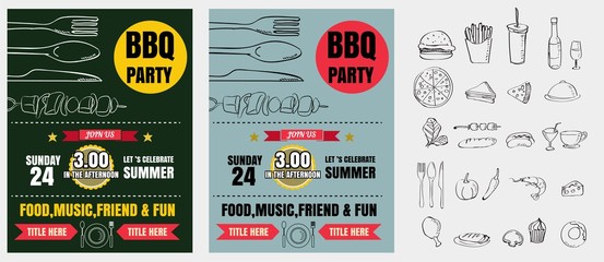 Barbecue party invitation. BBQ template menu design. Food flyer. - 121522293
