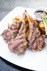 Grilled lamb chop steak