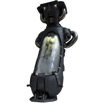 3D rendering science fiction cryopod  on a white background