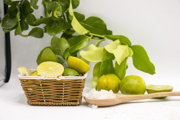 lemon and sea salt for spa or skin treatment