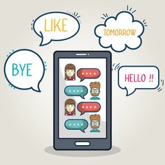 mobile chat group character smartphone graphic vector illustration eps 10
