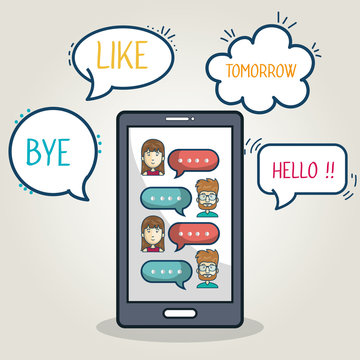 mobile chat group character smartphone graphic vector illustration eps 10