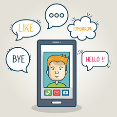 cartoon smartphone man mobile chat graphic vector illustration eps 10