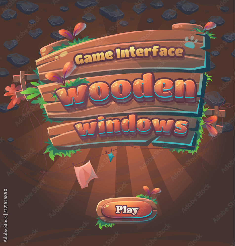 Poster wooden game user interface play window