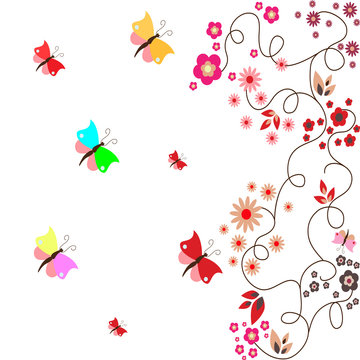 Floral card with butterflies
