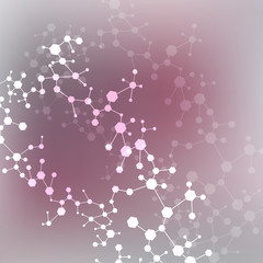 Structure molecule and communication Dna, atom, neurons. Science concept for your design. Connected lines with dots. Medical, technology, chemistry, science background. Vector illustration.