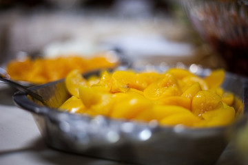 Catered wedding reception with strawberries, chocolate, punch, fruit, nuts, cheese 12