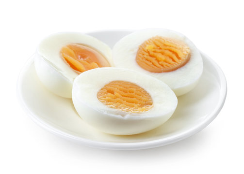 plate of boiled peeled eggs
