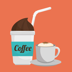 two cup coffee fresh and hot graphic vector illustration eps 10
