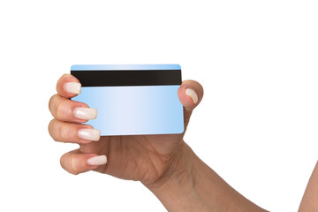 Holding Bank Card or ATM Card or credit card or debit card