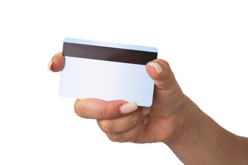 Holding Bank Card or ATM Card or credit card or debit card