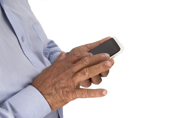 Texting, browsing or calling on mobile phone.