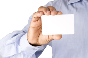 Holding Bank white Card similar to ATM Card or credit card or de