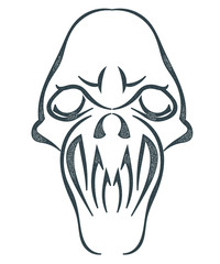 Sketch black skull isolated on white background. Tattoo. Stock v