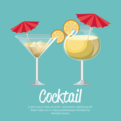 cocktail pineapple and martini with umbrella vector illustration eps 10
