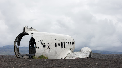 The abandoned wreck of a US military plane on Southern Iceland