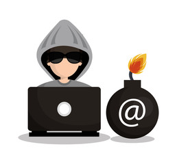 security system hacked mail design vector illustration eps 10