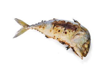 grilled mackerel isolated on white background