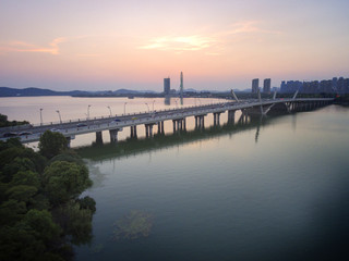 Evening urban architecture, bridge