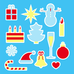 new year celebration stickers set