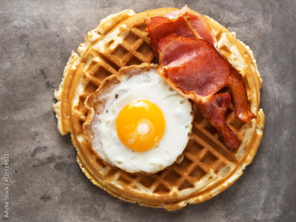 Sticker rustic savory bacon and egg waffle