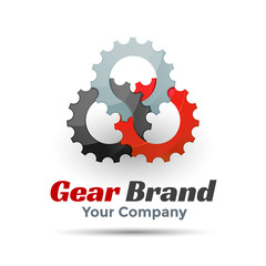 Gear Vector Template Color Logo. Creative colorful abstract vector design illustration. Template for your business company. Red and gray