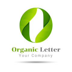 O letter green eco logo, volume icon. Vector design illustration. Template for your business company. Creative abstract concept.