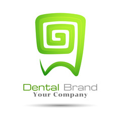 Stylized Tooth Icon logo template green. Vector for dental clinic. design illustration for your business company. Creative abstract colorful concept.