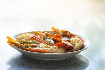 Grilled fresh big shrimp